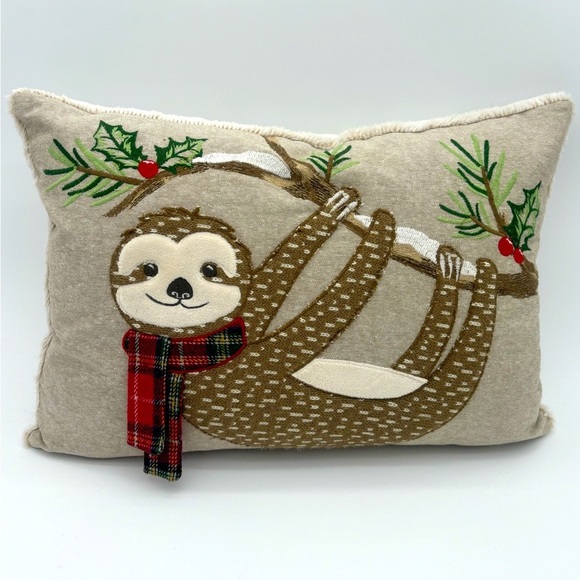 Winter Holiday Sloth Accent Pillow - Picture 2 of 7